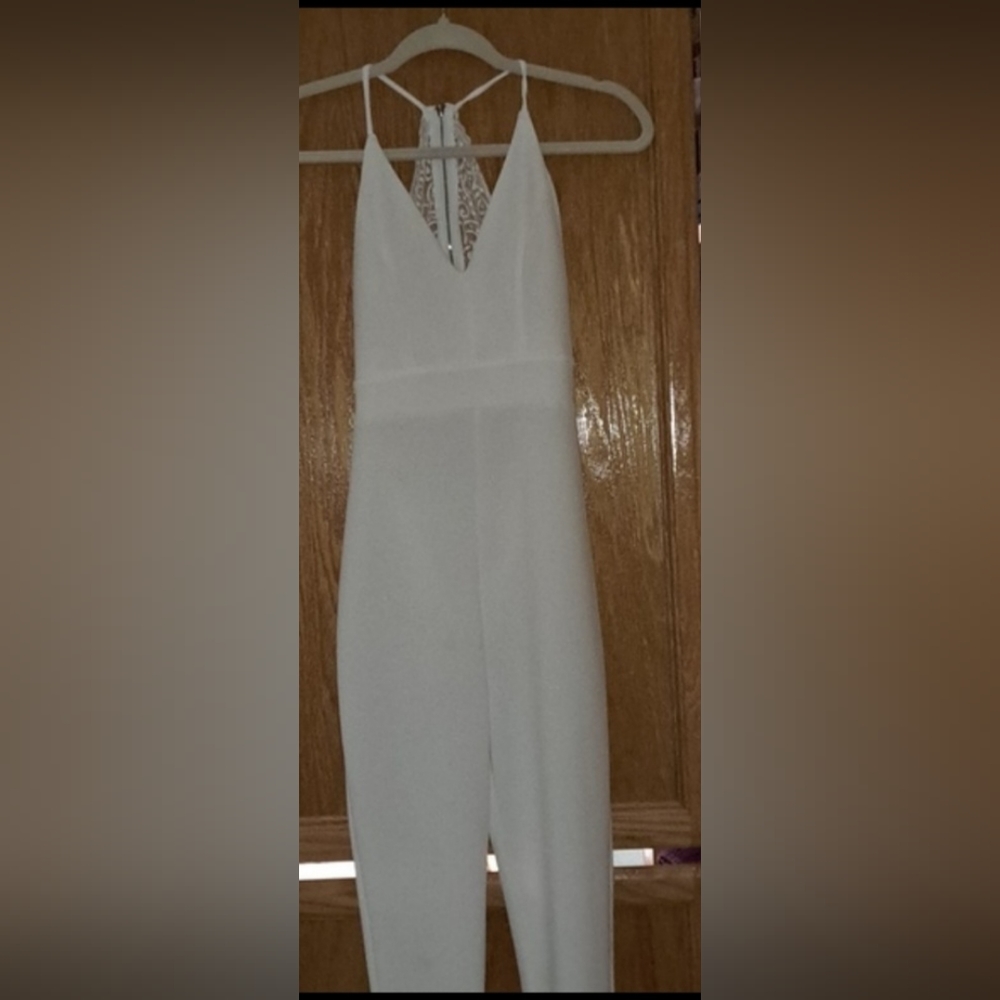 Mind Code Stunning White Lacy Jumpsuit